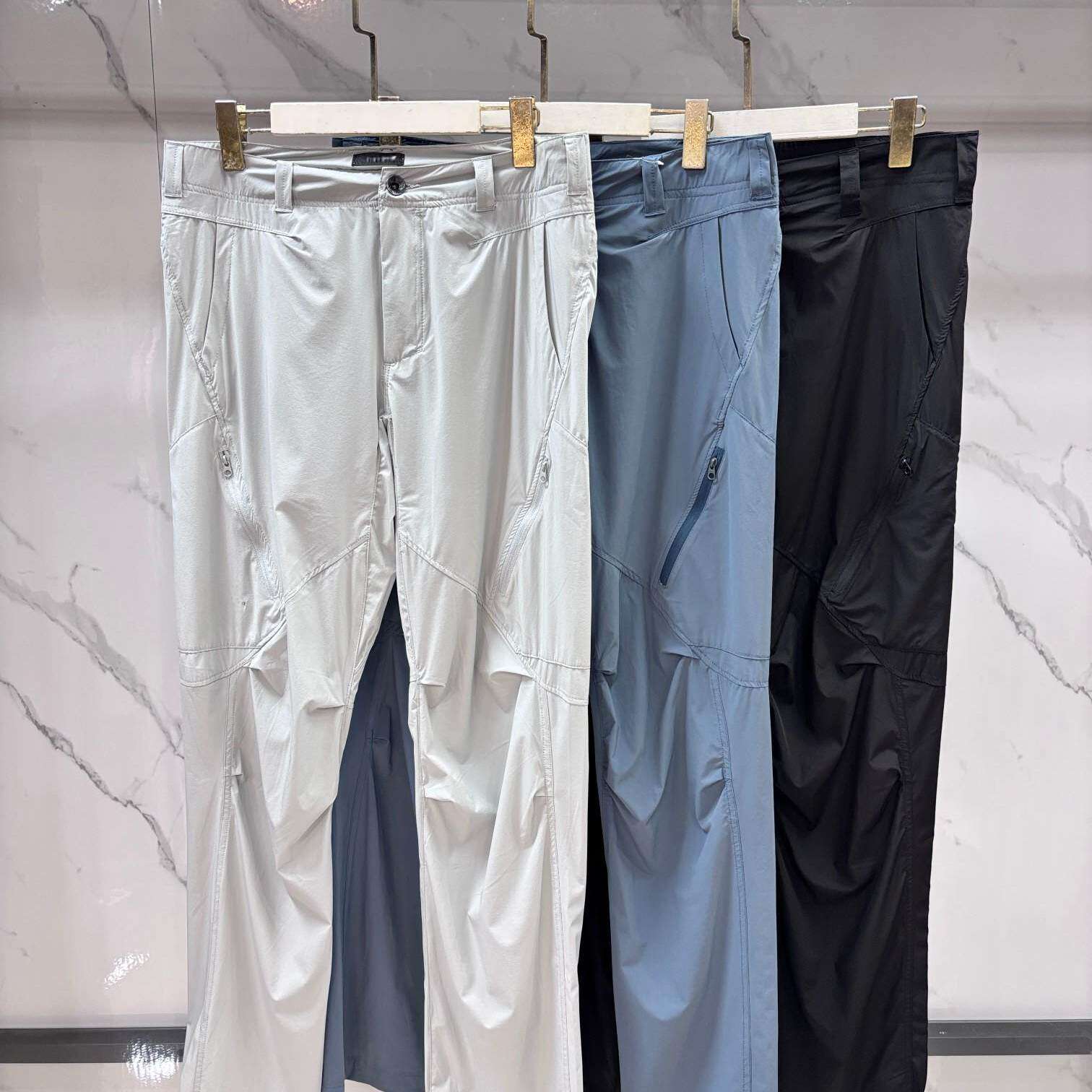 夏季户外轻量男款速干弹力耐磨软壳长裤尼龙混纺材质内置腰带调节