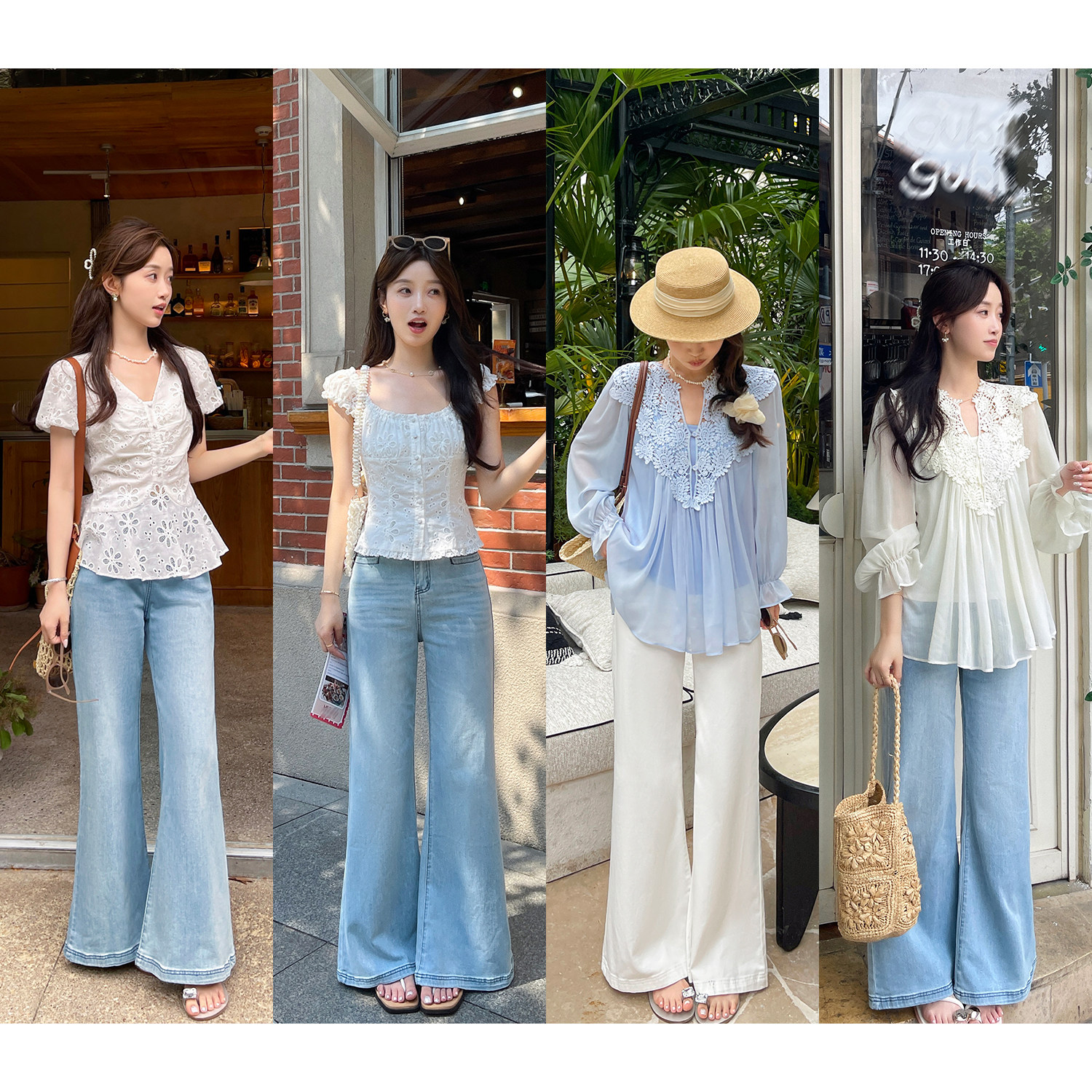 TAKIYAS SHOP 镂空上衣/雪纺衫/牛仔裤 - 实物图