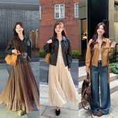 pu皮外套 牛仔裤 TAKIYAS SHOP流光半裙