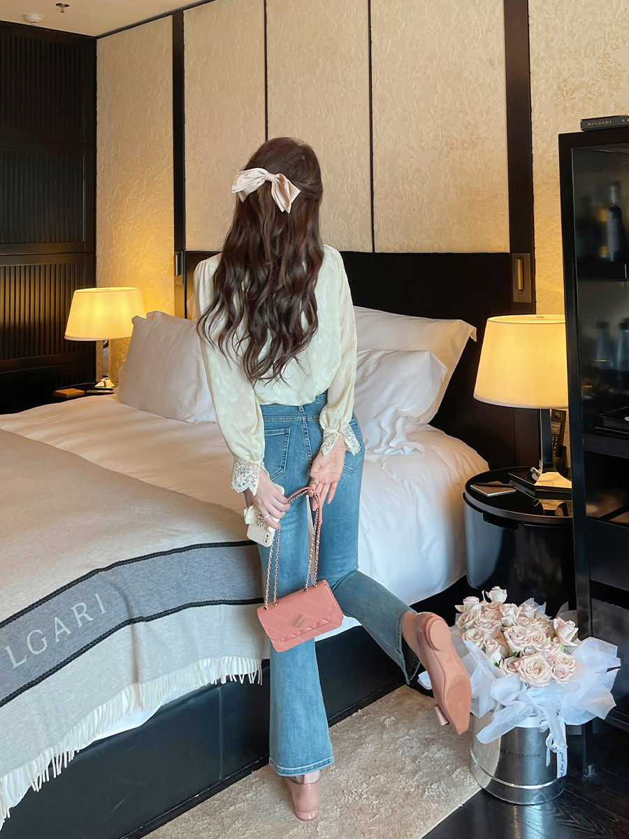 TAKIYAS SHOP 레트로 슬림 슬릿 부츠컷 청바지