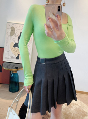 月亮百褶羊毛半身裙厚半裙秋季新款女大长腿超显瘦百搭S34Z22