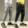 summer trousers Korean Edition Trend man Ankle banded pants Haren pants Easy Feet Versatile Nine points motion Casual pants