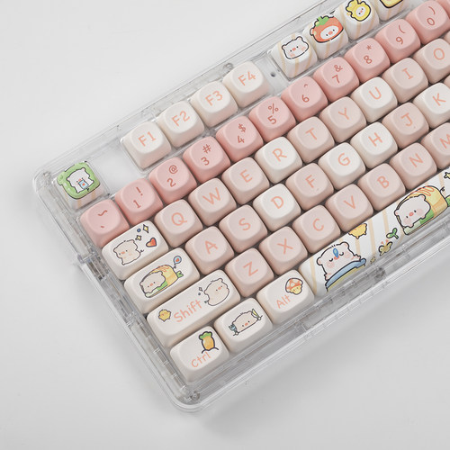 卡通粉色小猪可爱个性键盘键帽PTB材质五面热升华moa高度键盘键帽