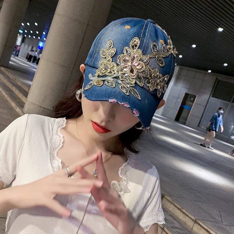 DZ韩版棒球帽男女夏天鸭舌帽水钻棒球帽遮阳旅游休闲女式防晒帽子
