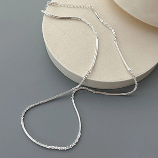 S999纯银碎银子项链女素链韩国足银锁骨链轻奢高级感颈链配饰品