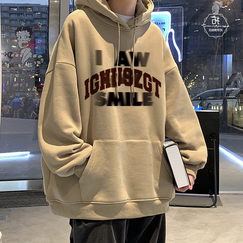 潮牌1212美式卫衣男春秋款宽松复古字母印花连帽休闲百搭外套上衣