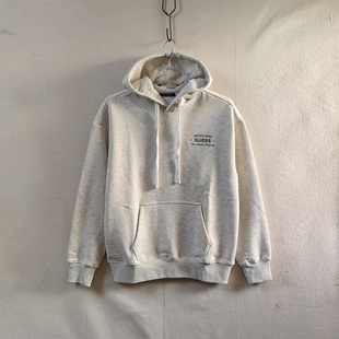 男女休闲抽绳前兜收口小标厚实保暖 情侣连帽厚毛圈卫衣 S码 秋冬款