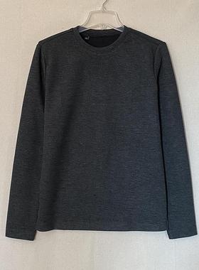 纯素色男士厚实打底衫 春秋情侣款T恤 黑色深灰免烫平口 简约通勤