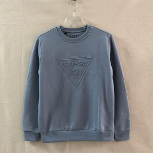 长袖 圆领休闲套头上衣 收口内搭 冬季 压花浮雕倒三角加绒情侣卫衣