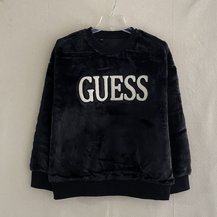 横标字母G系列女士休闲卫衣 挂里圆领内搭 皮草质感绒面保暖上衣