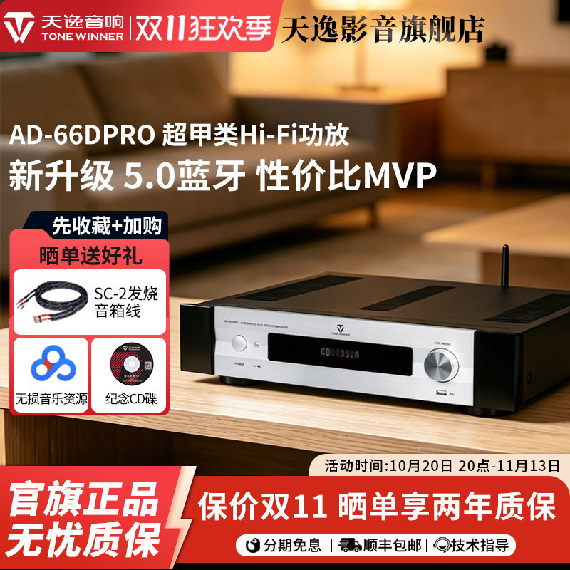 Winner/天逸AD-66DPRO多功能超甲类合并式发烧数字蓝牙HiFi功放机