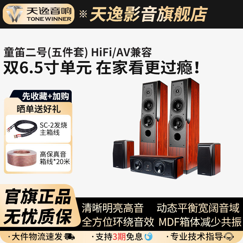 Winner/天逸 童笛二号TD-2家庭影院HIFI落地音箱专业木质无源音响