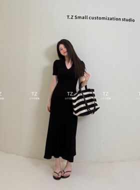 LEJIAN/乐见~150小个子改版夏款气质V领显高显瘦紧身连衣裙E80