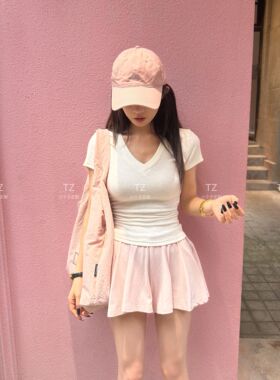 【婷子定制】150小个子改版夏款正肩V领褶皱掐腰修身显瘦短袖E427