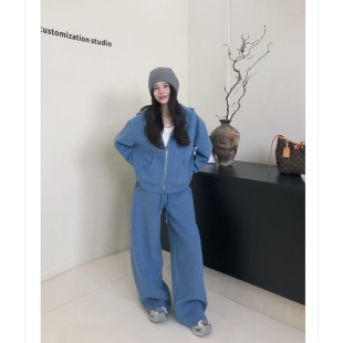 乐见~150小个子改版加厚双面发热蛋白绒卫衣外套+休闲裤套装E1015