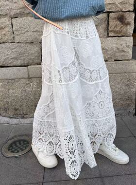 【婷子定制】150小个子改版春款重工蕾丝钩花半身裙{不能机洗A111
