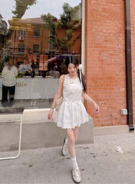 【婷子定制】~150小个子夏款自带氧气感温柔重工刺绣收腰连衣裙F9