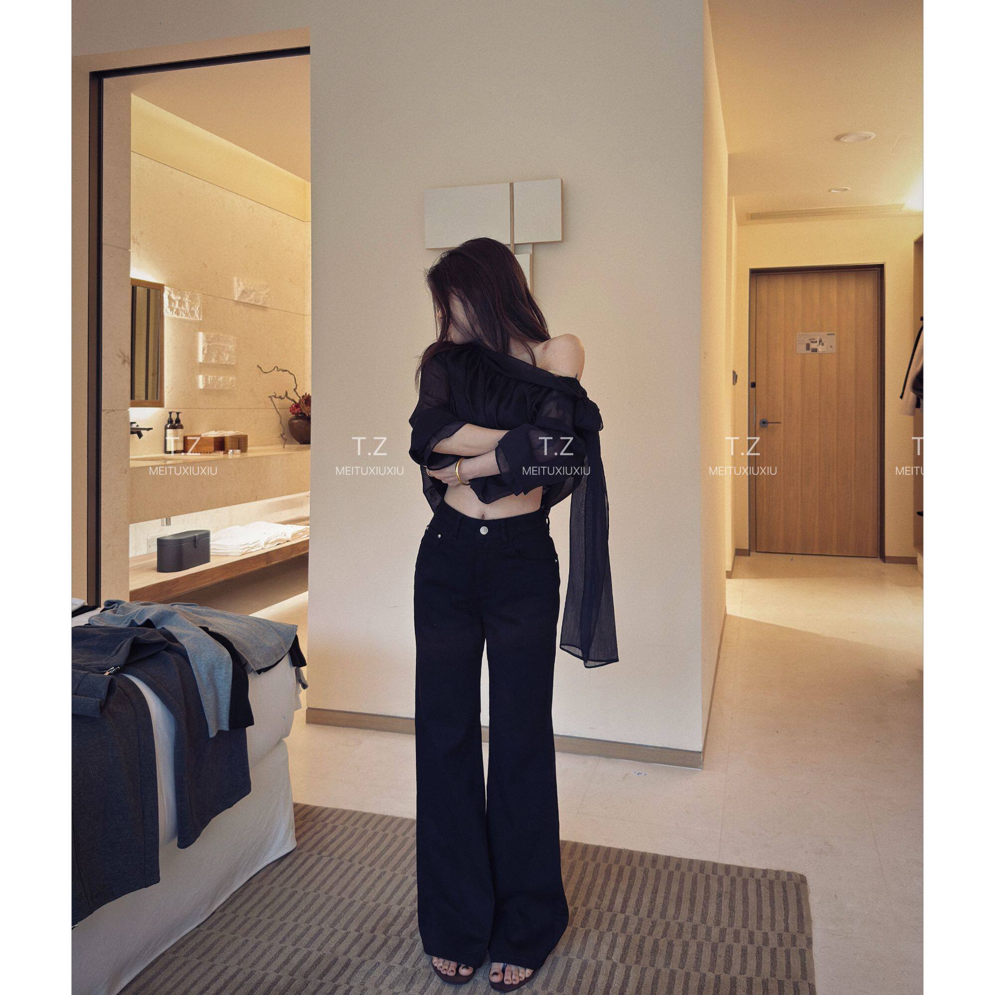 【婷子定制】~150小个子改版春款辣妹中低腰微喇显瘦牛仔裤2662