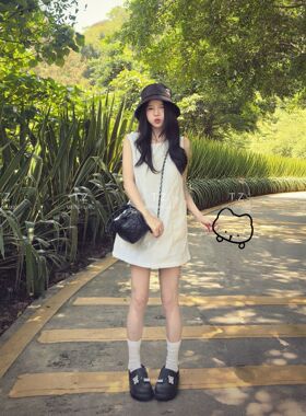 【婷子定制】~150小个子改版夏款韩系肌理感工装遮肉背心裙E193