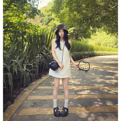 【婷子定制】~150小个子改版夏款韩系肌理感工装遮肉背心裙E193