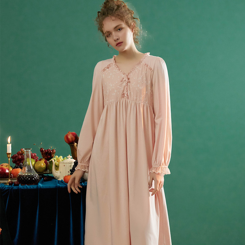 尘熙原创设计复古宫廷风睡裙女春秋长袖2022年新款中裙法式高级感