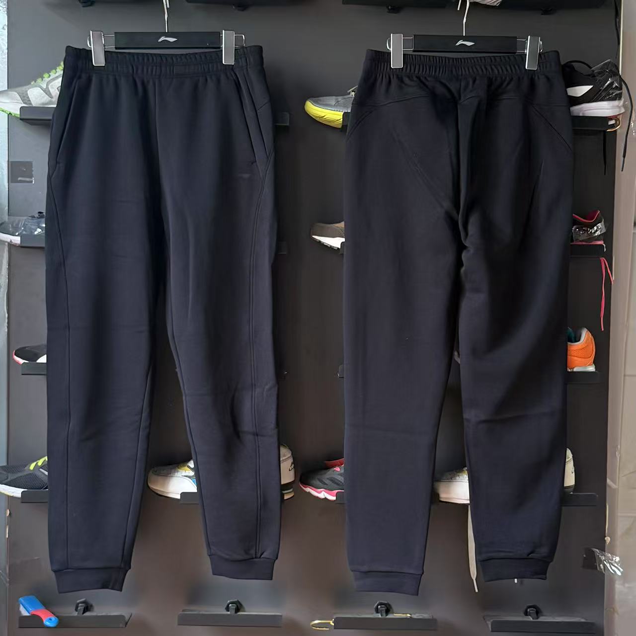 李宁加绒长裤2024冬季新款女子健身休闲保暖束脚运动卫裤 AKLTA58