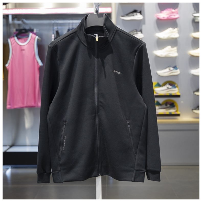 李宁卫衣男秋季运动训练保暖开衫长袖外套立领针织运动服AWDU173