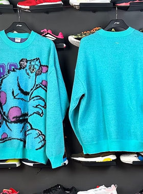 Lining/李宁正品冬季毛衣男子加绒保暖宽松圆领套头编织衫AMBT141