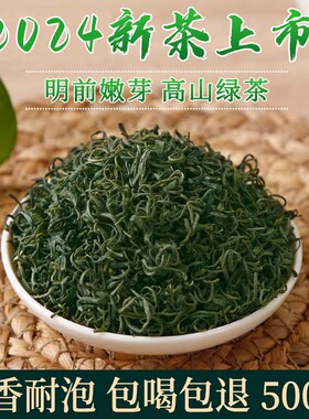 浓香绿茶2024新茶明前春茶叶特级袋装高山云雾茶日照充足散装500g