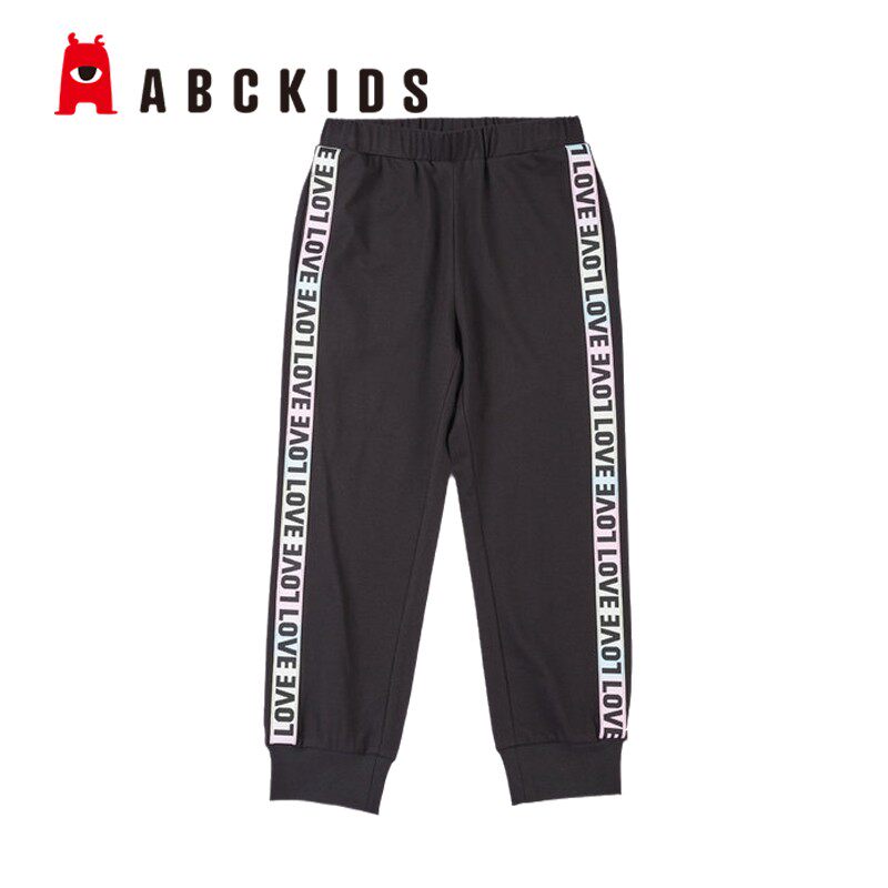 abckids童装2023夏款女童薄款针织运动长裤凉快运动裤F321313252图片