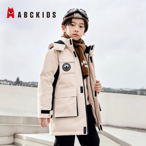 abckids2024新款儿童羽绒服男童冬季中长款加厚中大童F452309034