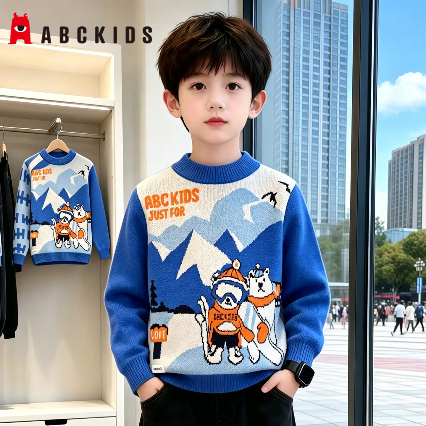 Abckids男童保暖针织毛衣秋冬图片