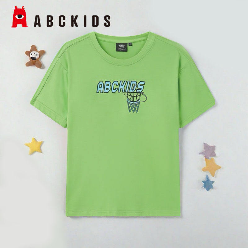 abckids童装男童夏季短袖透气棉T恤衫2025新款半袖上衣F322301082