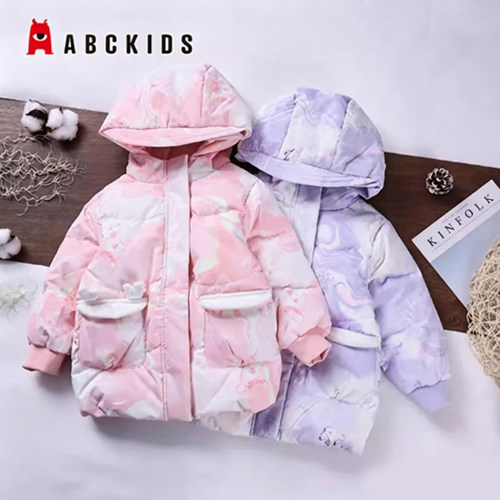 Abckids女童加厚连帽羽绒服