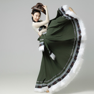 藏族舞舞蹈服装 艺考少数民族练功服成人艺考服饰表演服大摆裙套装