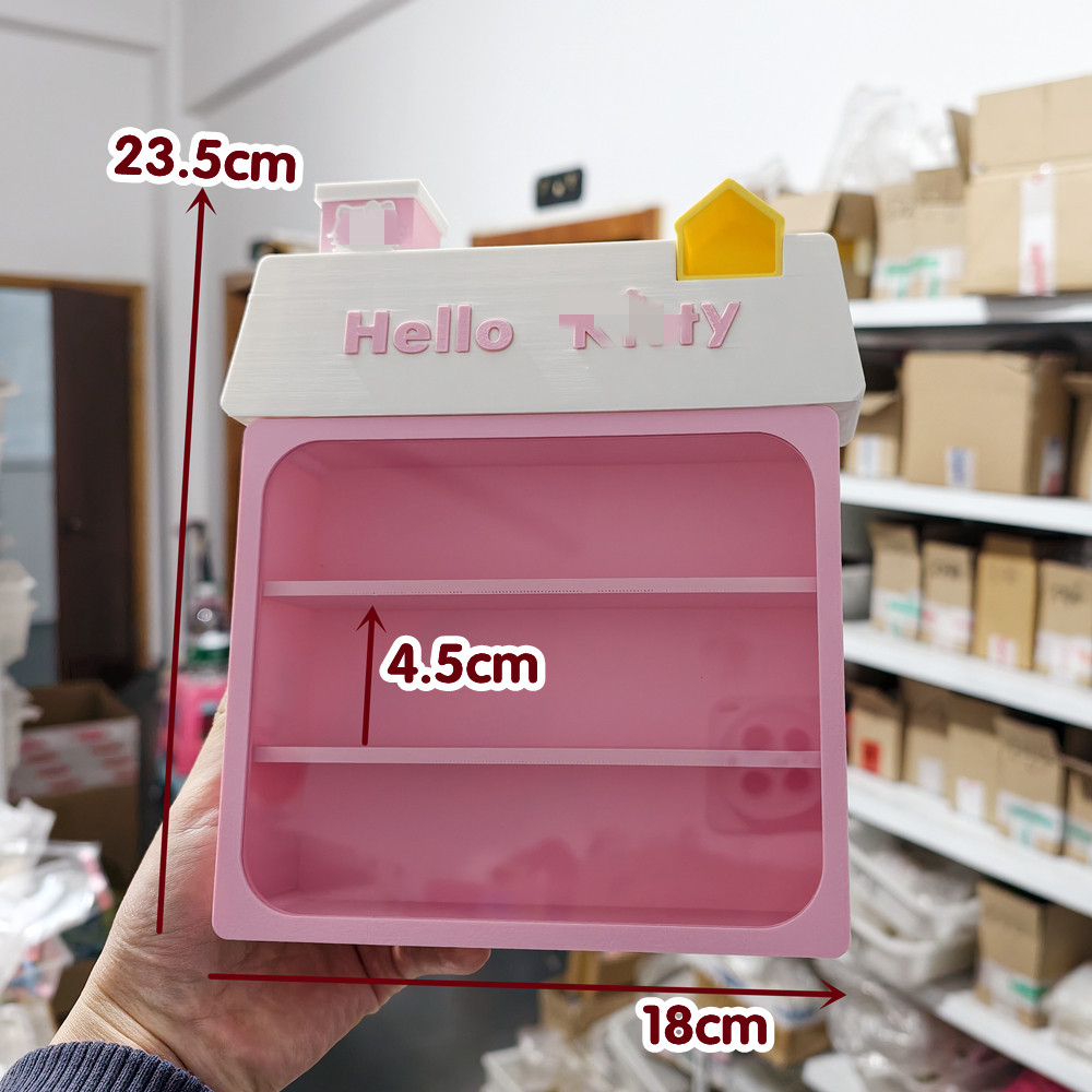 3D打印模型KT猫房屋防尘展示柜微缩场景布置过家家仿真玩具娃屋