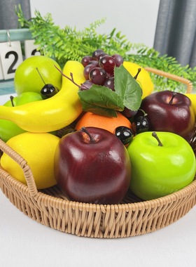 21pcs人造仿真水果套餐水果摆件苹果香蕉葡萄蛇果橙子樱桃装饰品