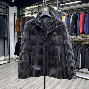 立领羽绒服时尚休闲涂层防风保暖羽绒服男士冬季轻薄鸭绒外套简约