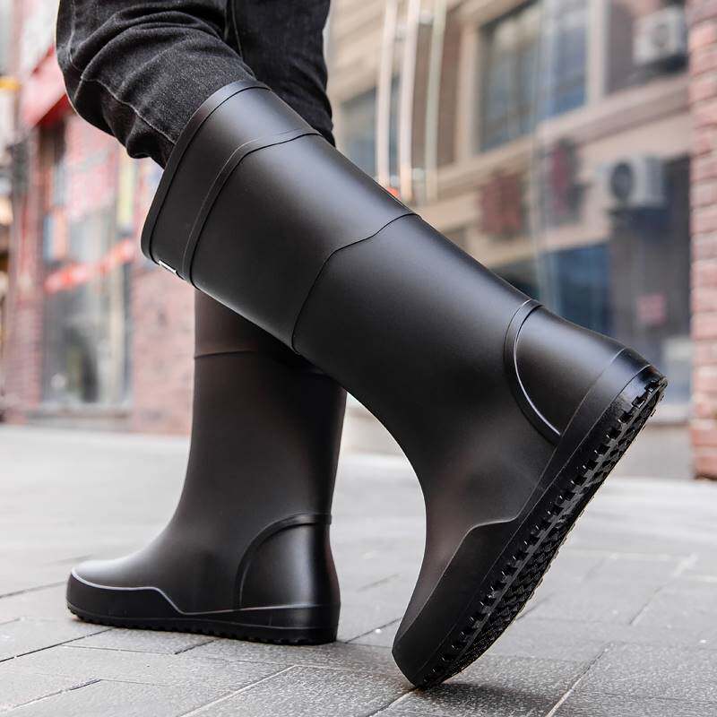 男士新款高筒雨鞋时尚外穿防滑雨靴工地劳保胶鞋厨房钓鱼工作水鞋