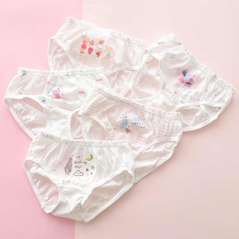 女童纯棉内裤可爱卡通印花三角裤2-12岁宝宝纯棉内内 五条装