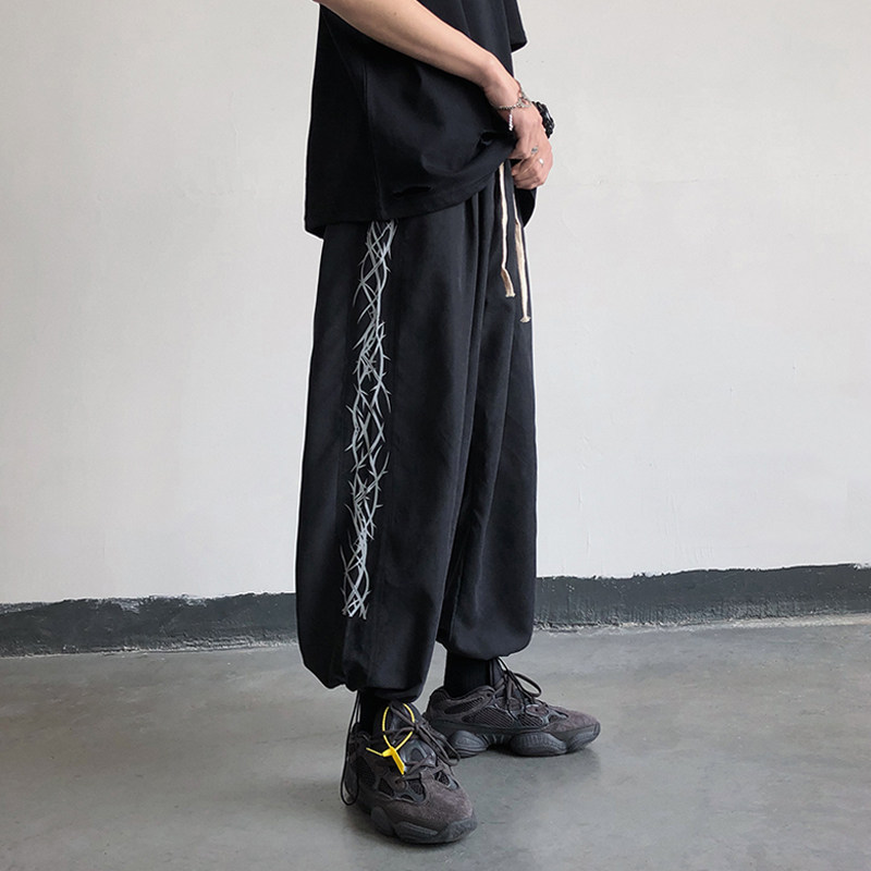 2022新款藤条印花休闲裤男宽松老爹裤D329-QM919-P45控58,男装休闲裤,电商D329