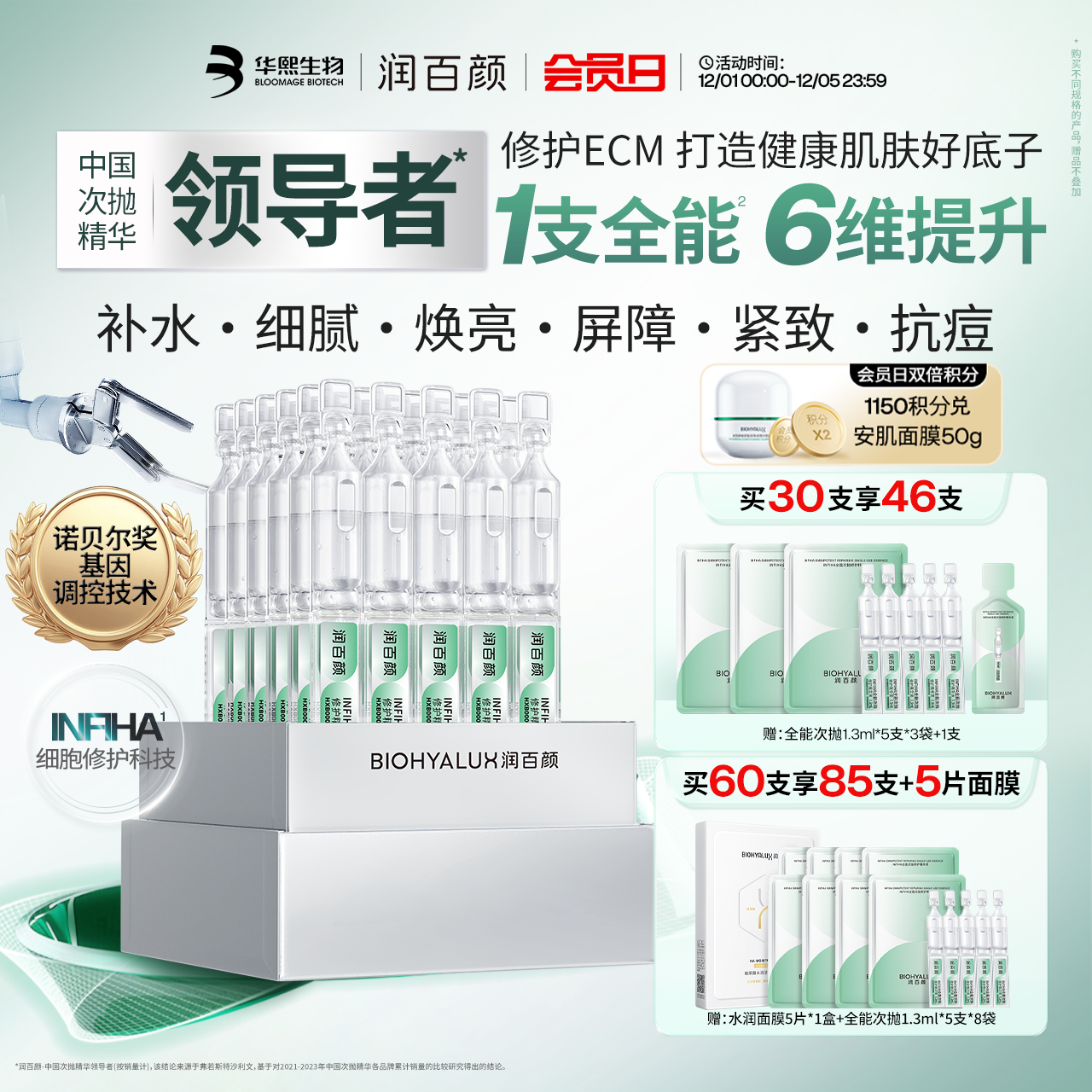 【张艺兴同款】润百颜全能次抛精华液INFIHA细胞修护ECM补水紧致