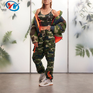 Adidas/阿迪达斯 男子迷彩工装宽松透气运动休闲直筒长裤 HS0731