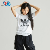 女子圆领简约透气运动休闲短袖 三叶草 T恤GN2899 阿迪达斯 Adidas