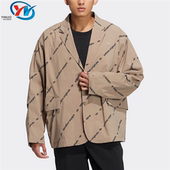 阿迪达斯 三叶草 男子满印宽松单排扣西装 Adidas 外套HU1240 1241