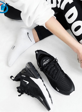 Nike/耐克 Air Max 270 黑白 女子气垫减震运动跑步鞋 AH6789-001
