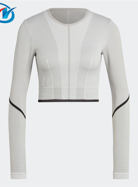 Adidas/阿迪达斯 aSMC 女子普拉提短款运动透气紧身长袖T恤HR4511