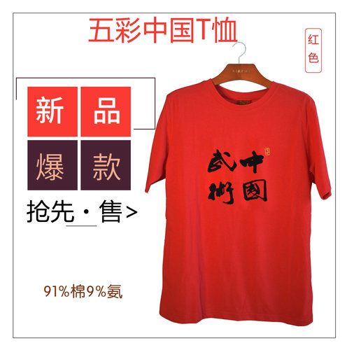 獬豸服饰 五彩中国T恤武术太极表演训练宽松短袖圆领印花多色夏季 - 封面