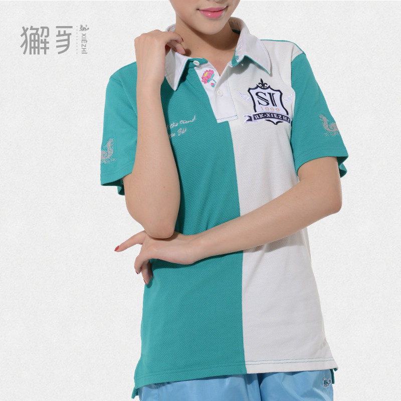 獬豸服饰翻领拼接t恤表演短袖