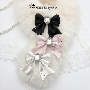大水钻波点蝴蝶结胸针女皮草围巾装饰百搭蕾拉系软妹可拆卸磁吸扣
